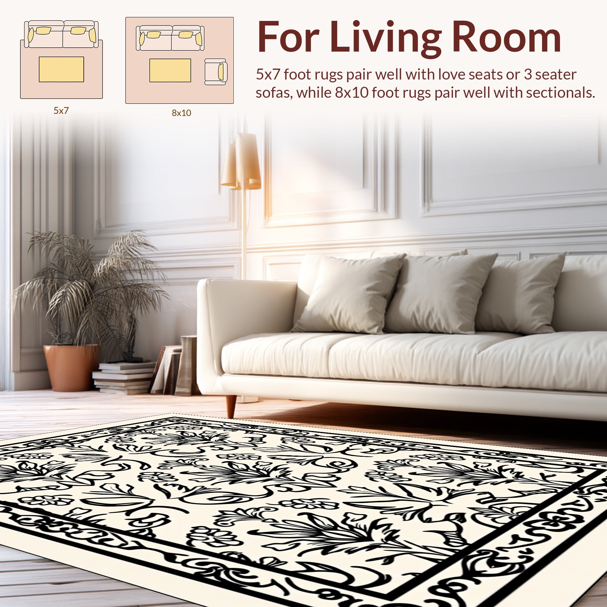 Classic Floral Scroll Work Design Rug