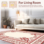 Classic Red Floral Border Design Rug
