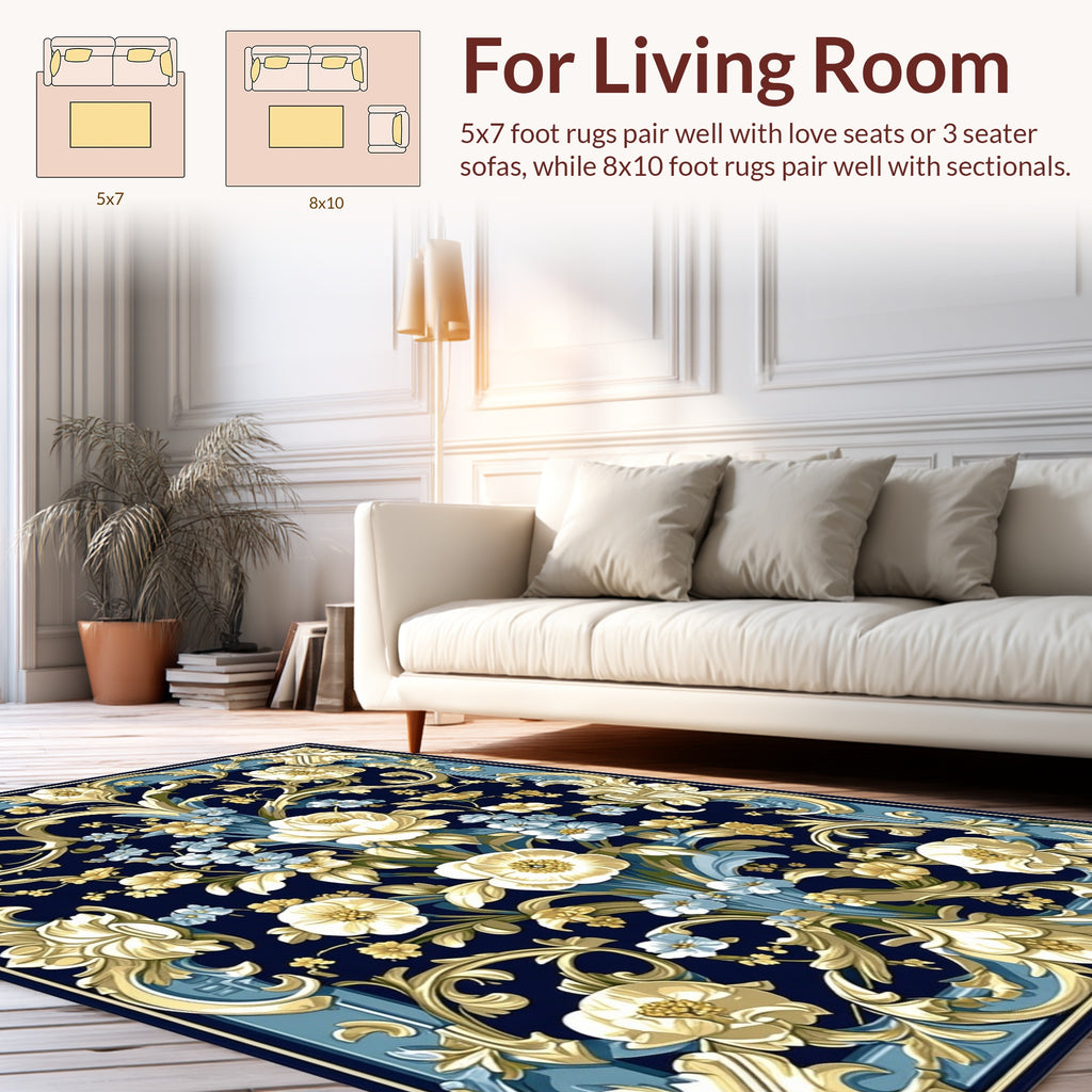 Classic Floral Scrollwork Pattern Rug