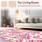 Abstract Pink Swirls On Cream Background Rug