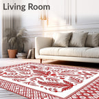 Crimson Heart Leaf Border Rug