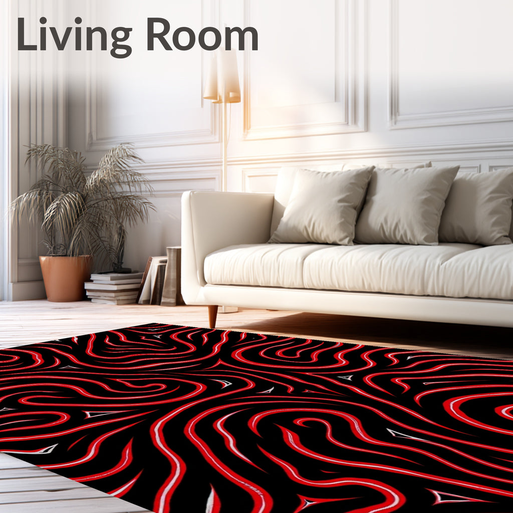 Crimson Abstract Swirls Rug