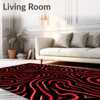 Crimson Abstract Swirls Rug