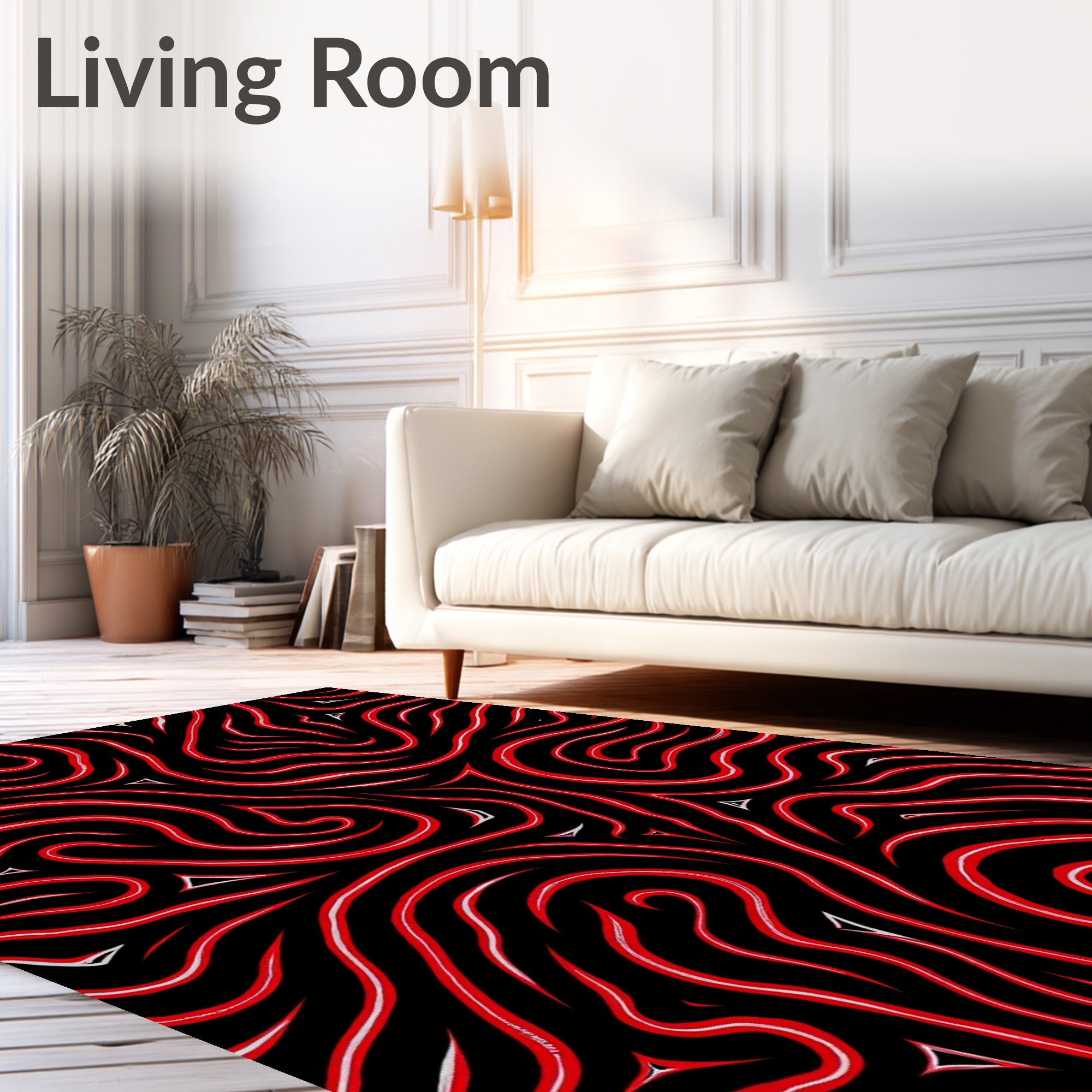 Crimson Abstract Swirls Rug