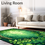 Lush Green Forest Canopy Pattern Rug
