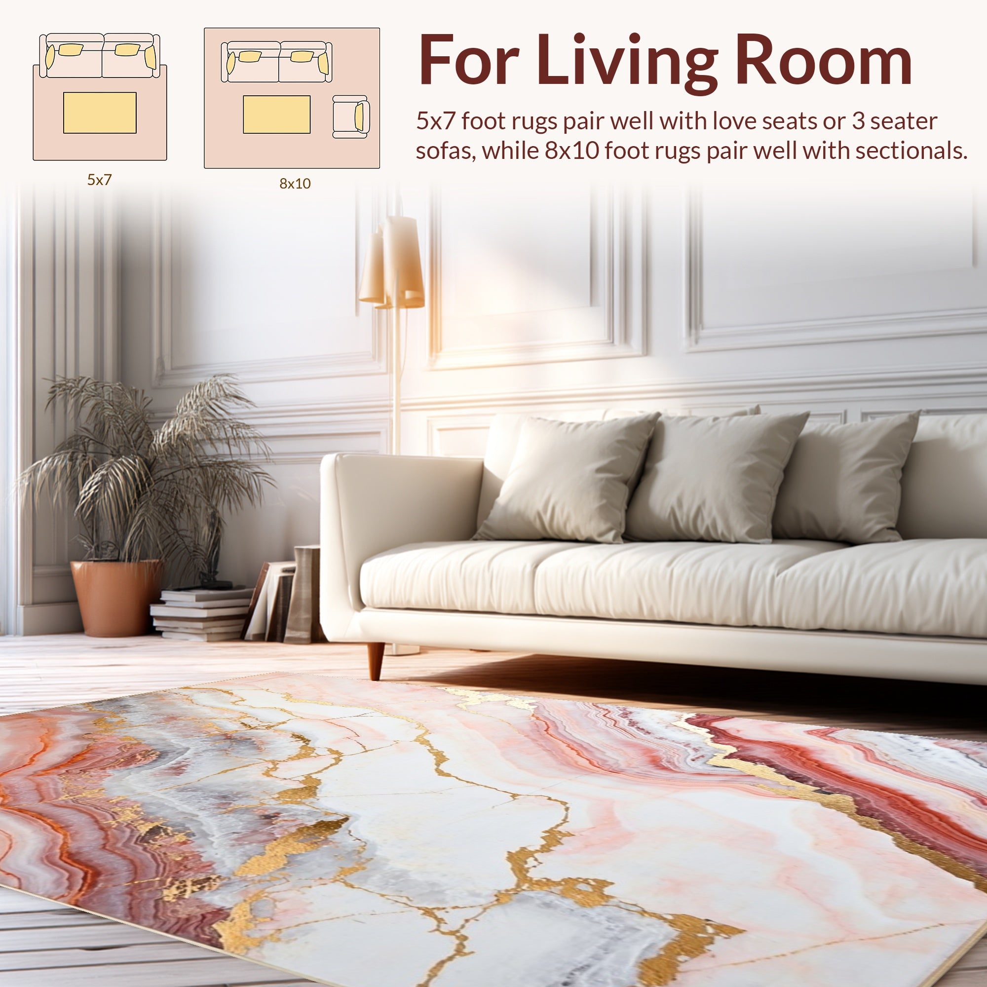 Ethereal Agate Pink and Gold Rug