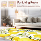 Vibrant Yellow Lemon Blossom Pattern Rug