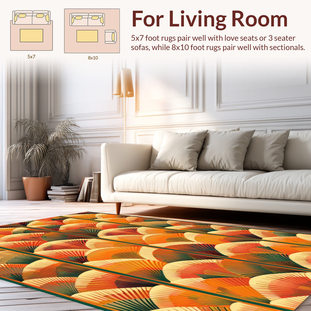 Art Deco Style Fan Pattern Rug