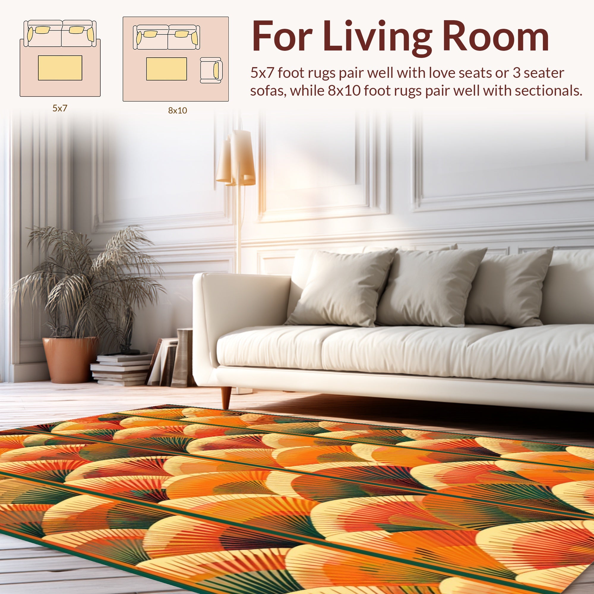 Art Deco Style Fan Pattern Rug