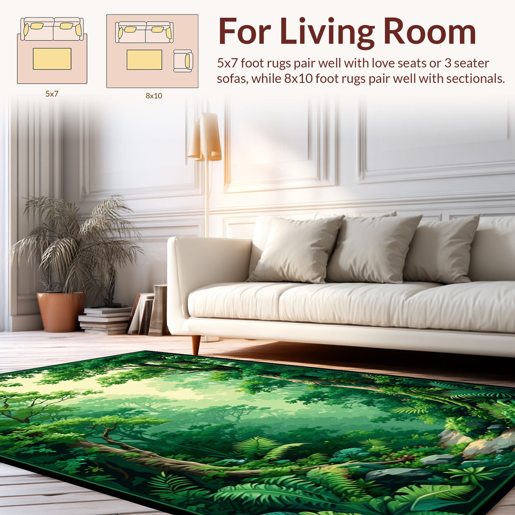 Lush Forest Path Greenery Rug