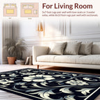 Elegant White Floral Scrollwork Design Rug