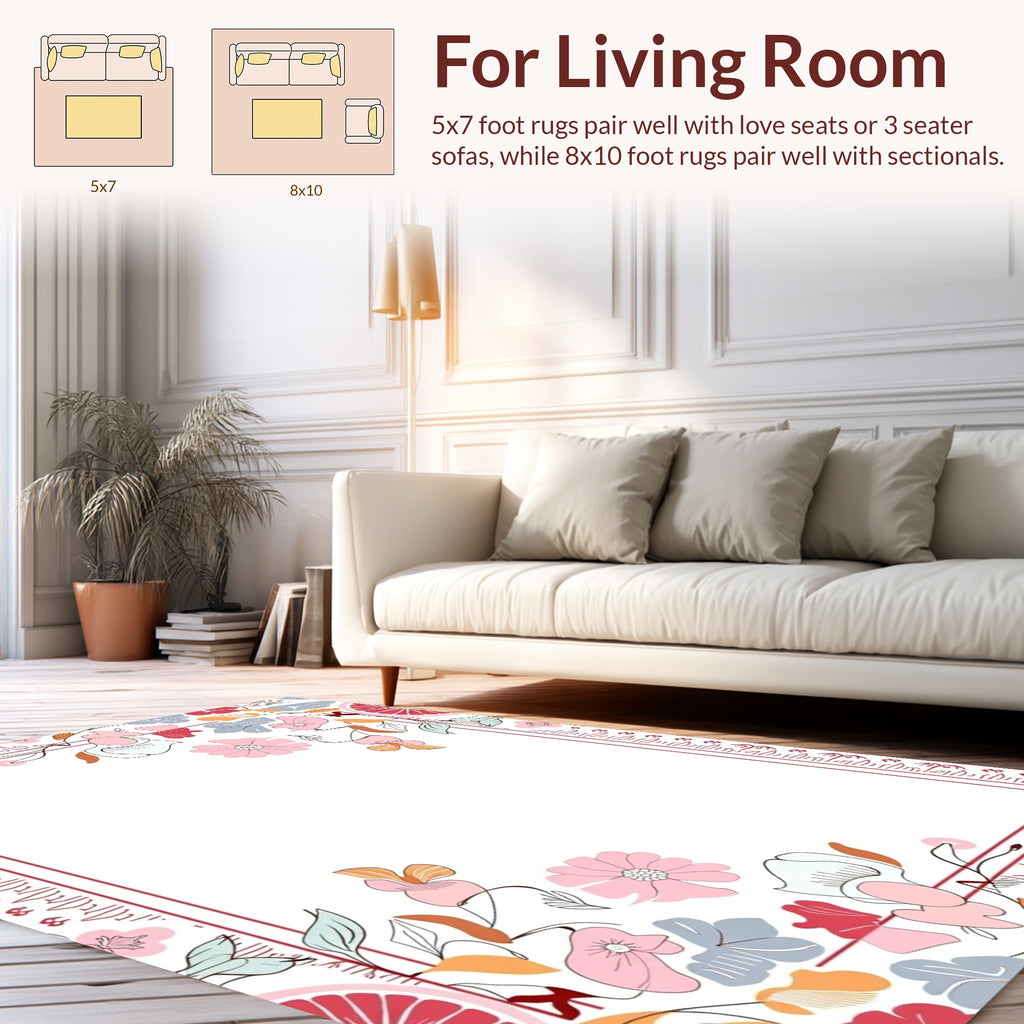 Whimsical Floral Frame Design Rug