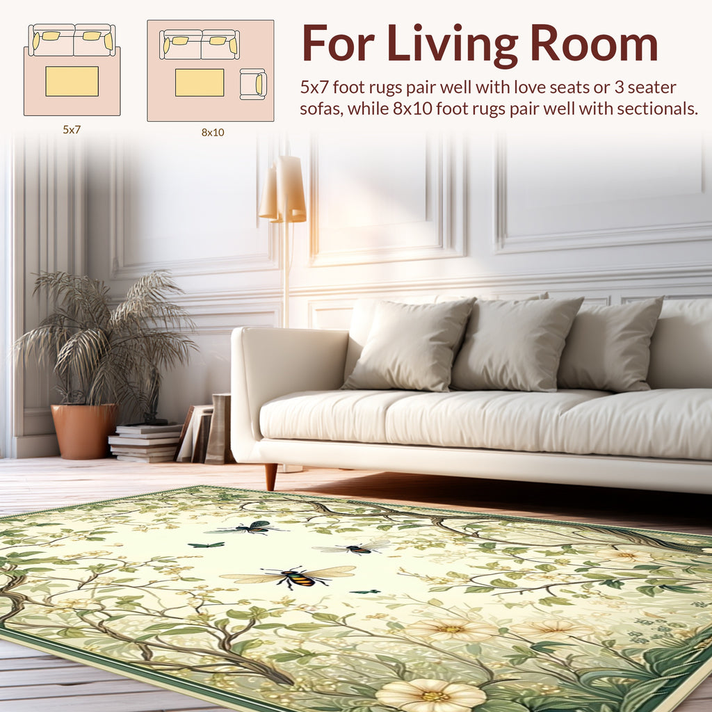 Whimsical Bees and Blossoms Garden Rug