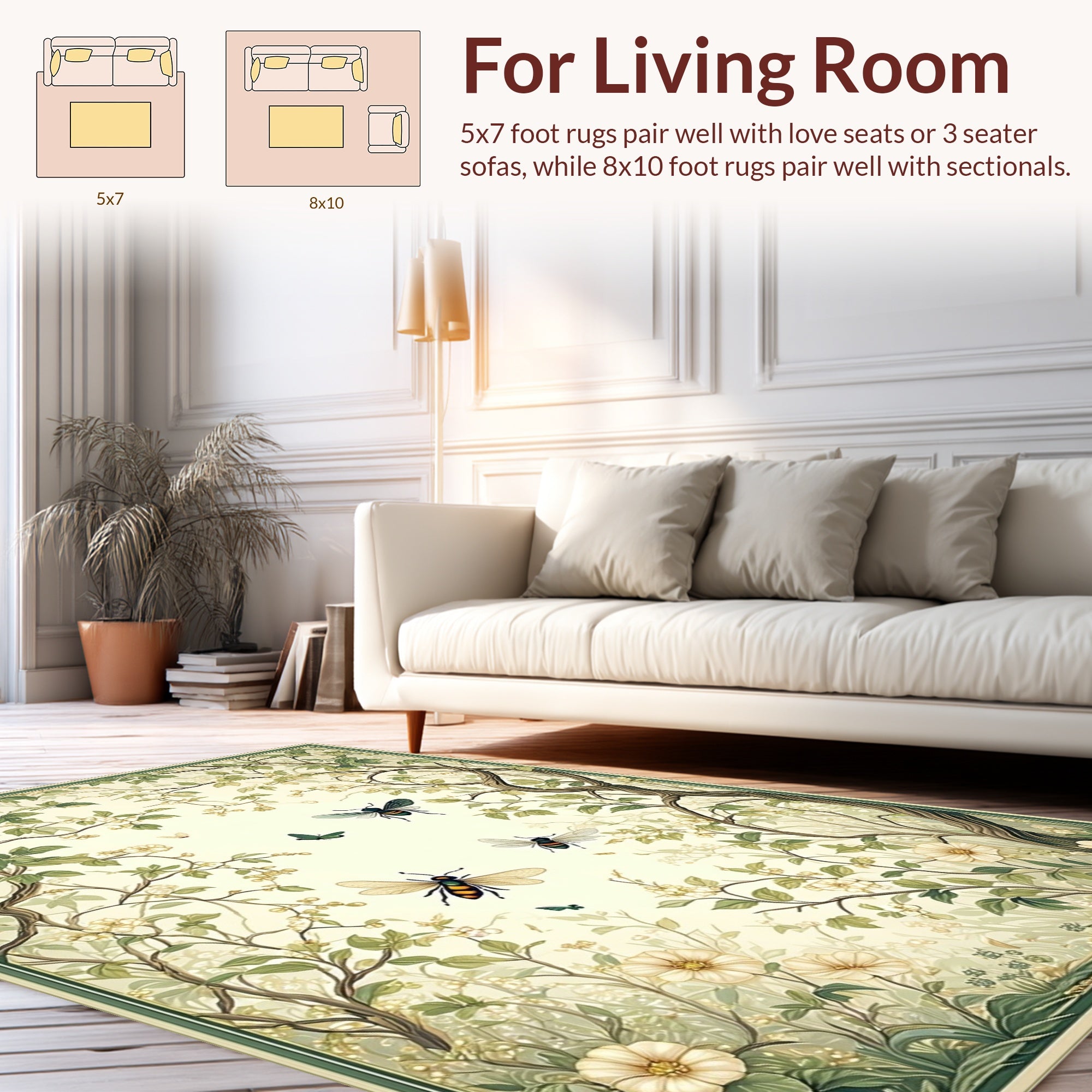 Whimsical Bees and Blossoms Garden Rug