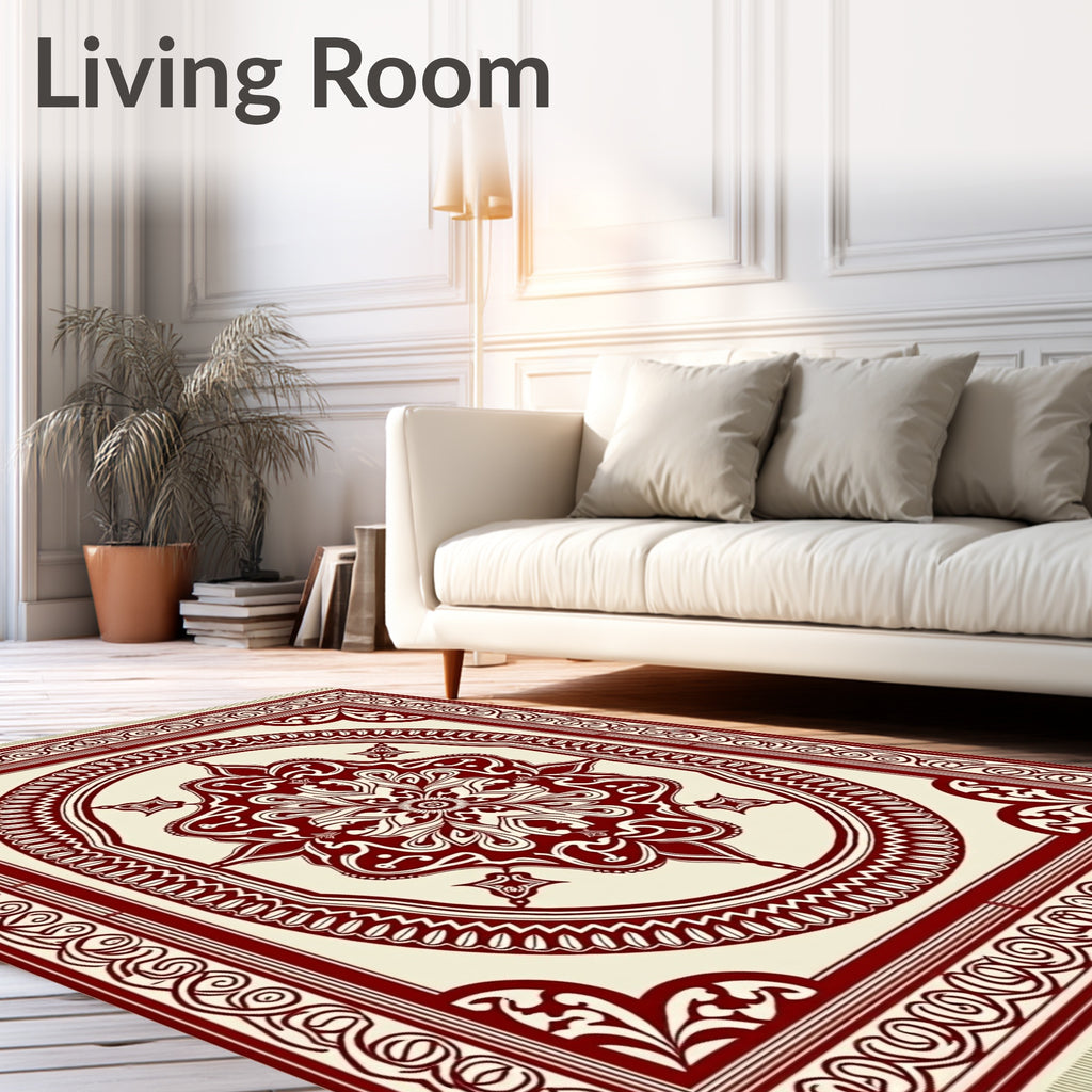 Rich Crimson Medallion Traditional Rug