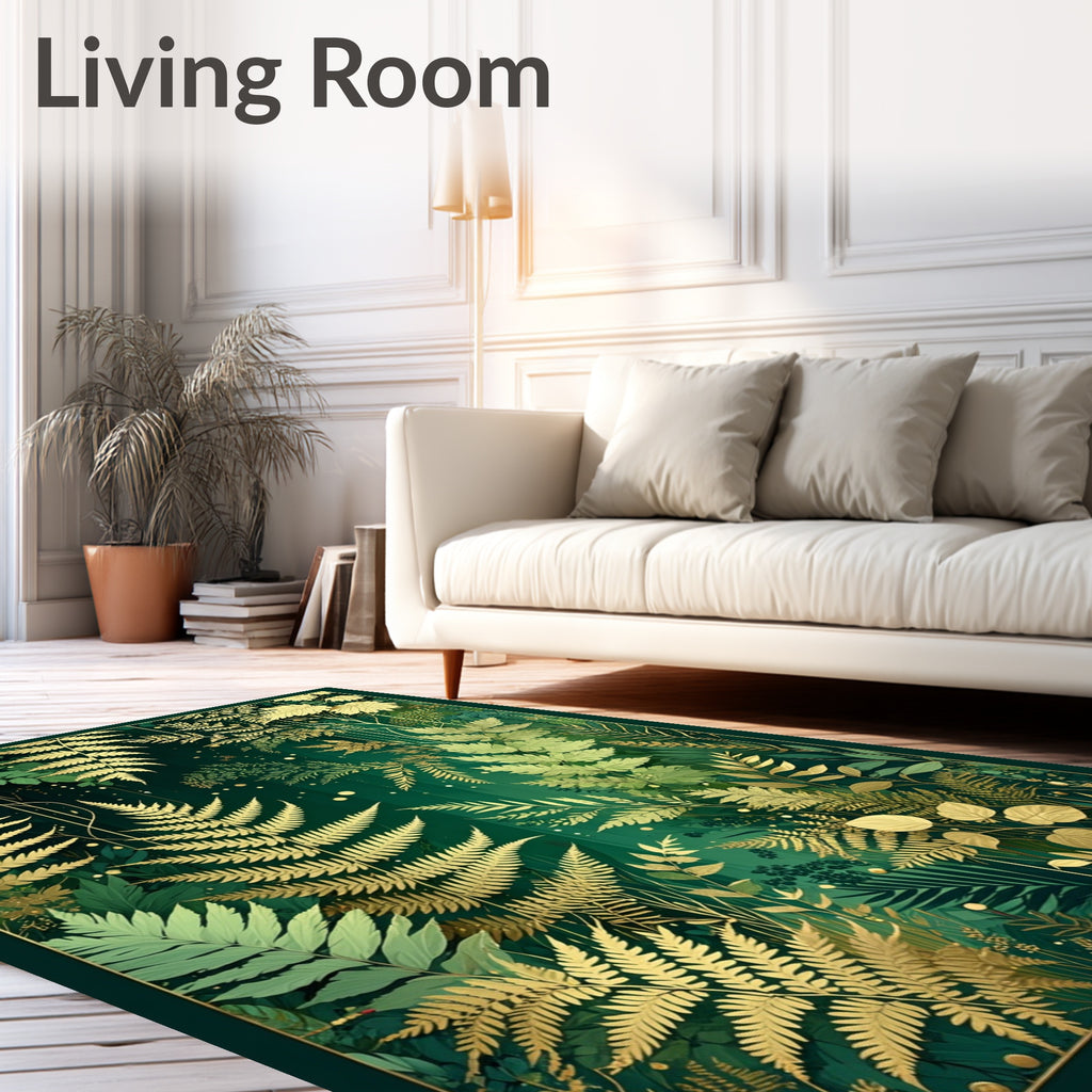 Golden Fern Forest Pattern Rug