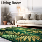Golden Fern Forest Pattern Rug