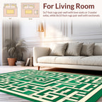 Green Geometric Maze Pattern Design Rug