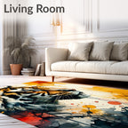 Striking Tiger Abstract Watercolor Splash Rug