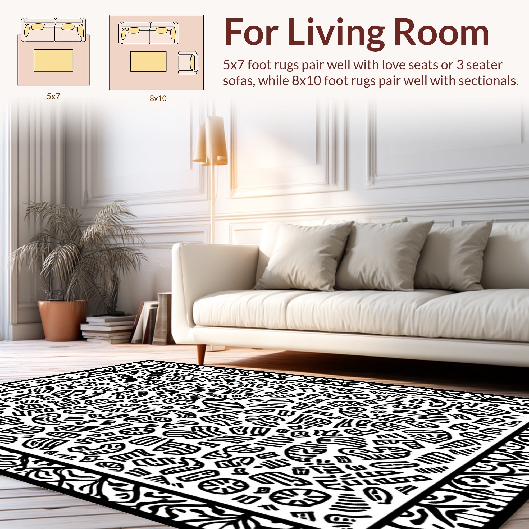 Abstract Pattern Black White Design Rug