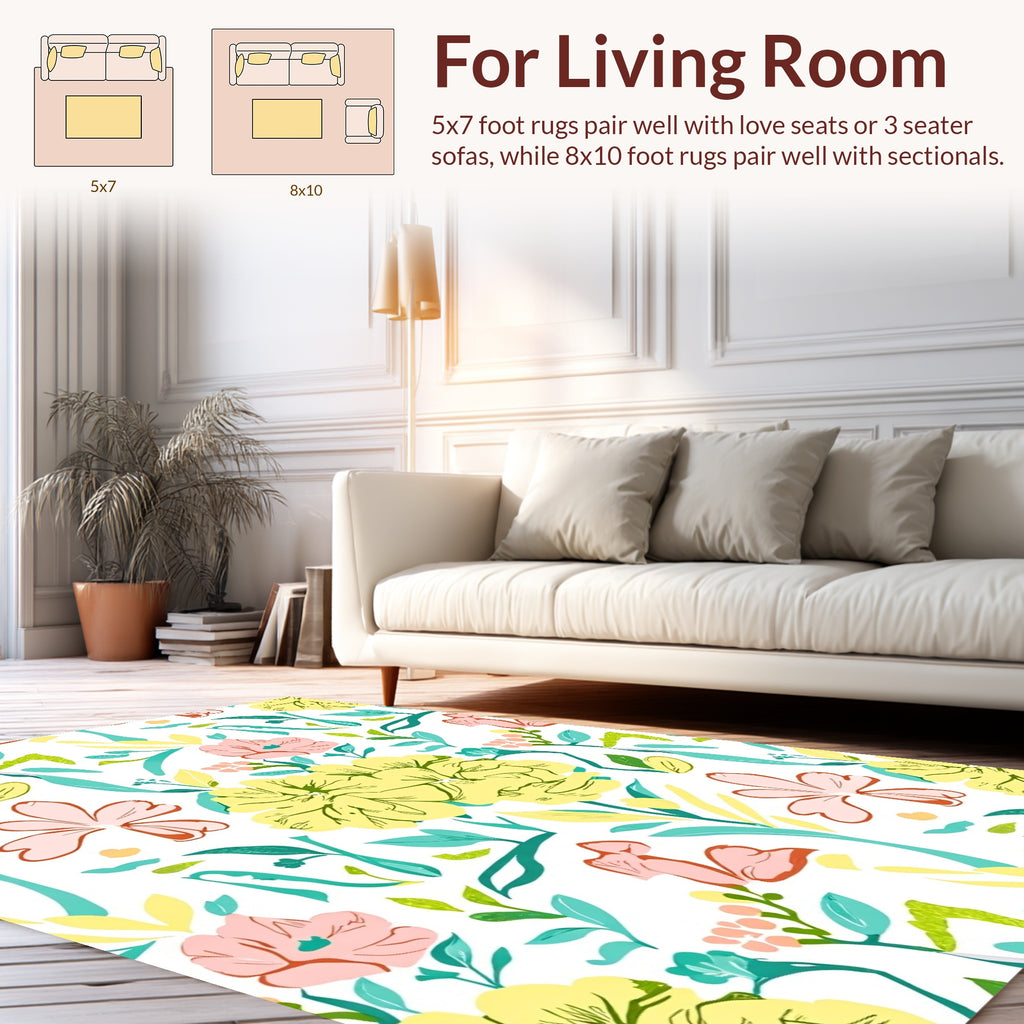 Abstract Floral Design with Bright Accents Rug