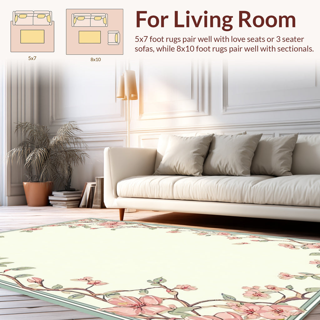 Vintage Floral Branches Delicate Pattern Rug