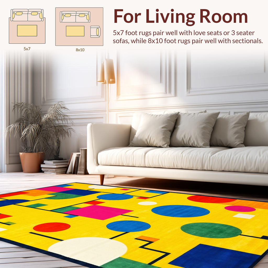 Abstract Geometric Colorful Circles Rug
