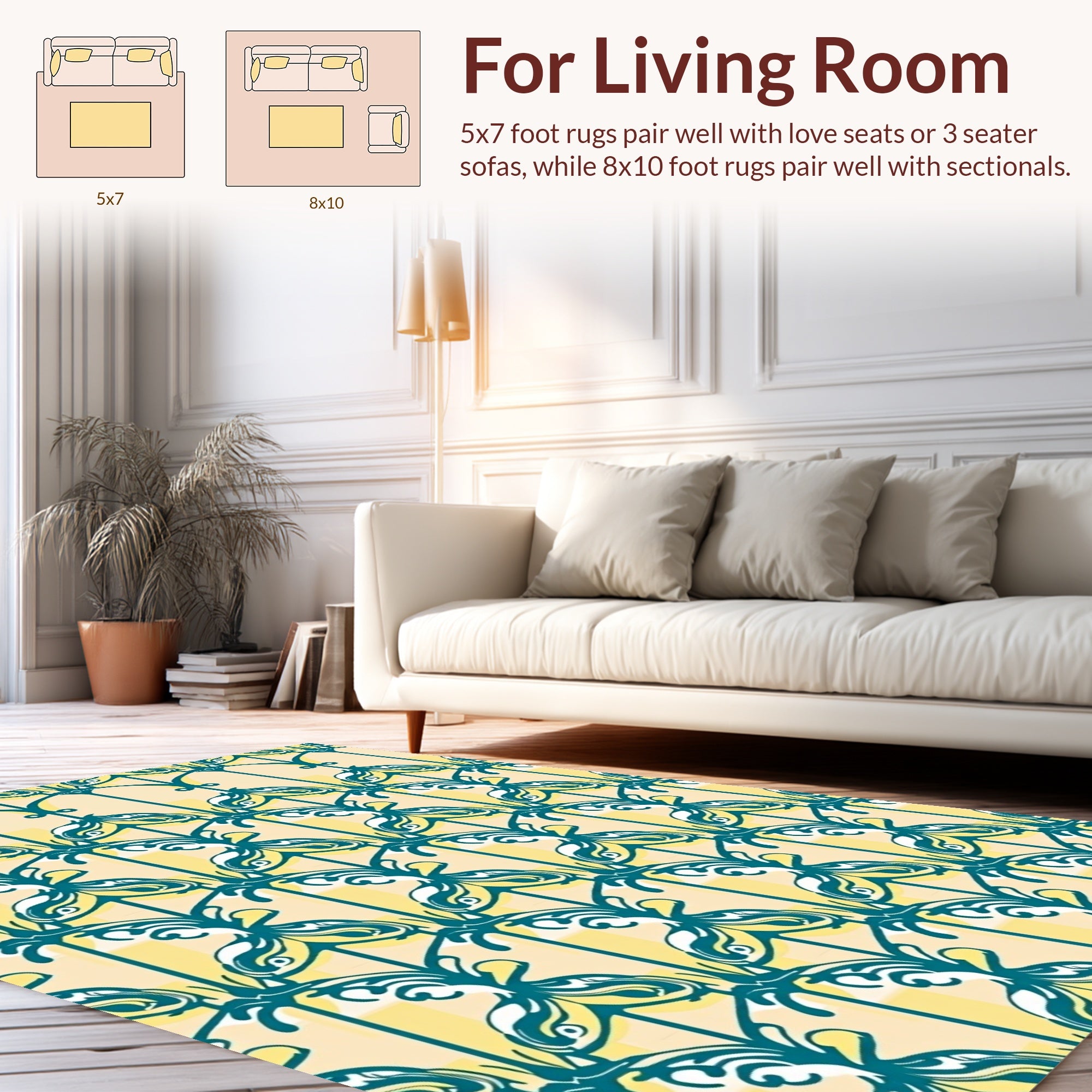 Teal Butterfly Arch Pattern Rug