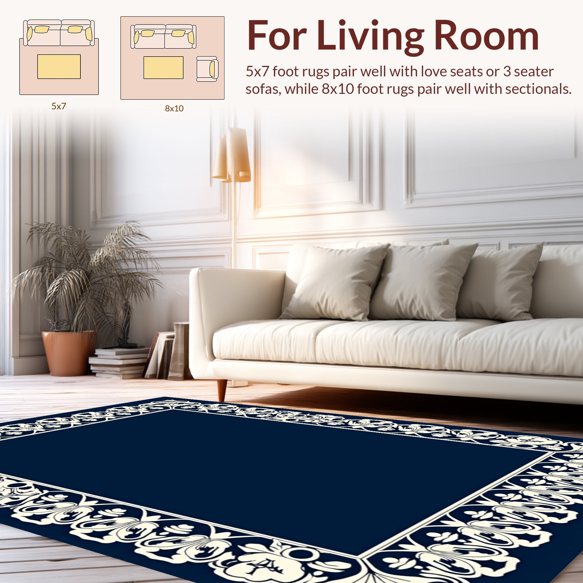 Elaborate Floral Border Design Rug