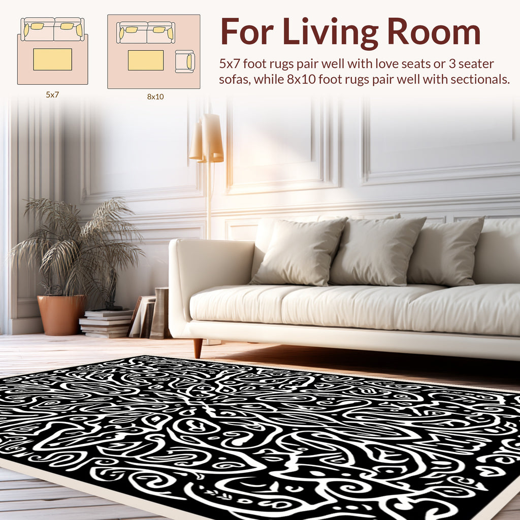 Whimsical Abstract Organic Flow Design Rug