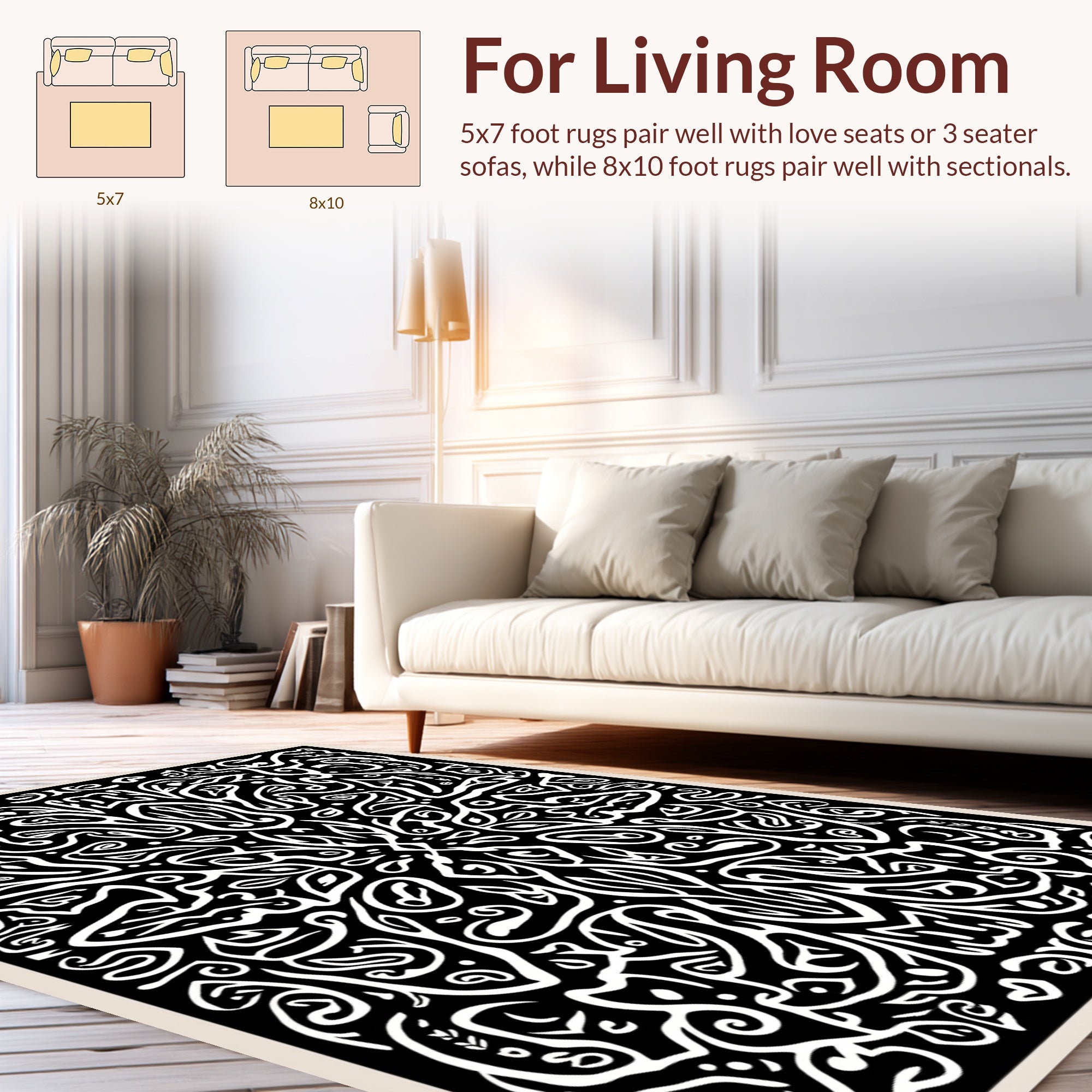 Whimsical Abstract Organic Flow Design Rug