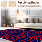 Bold Red Wave Patterned Design Rug