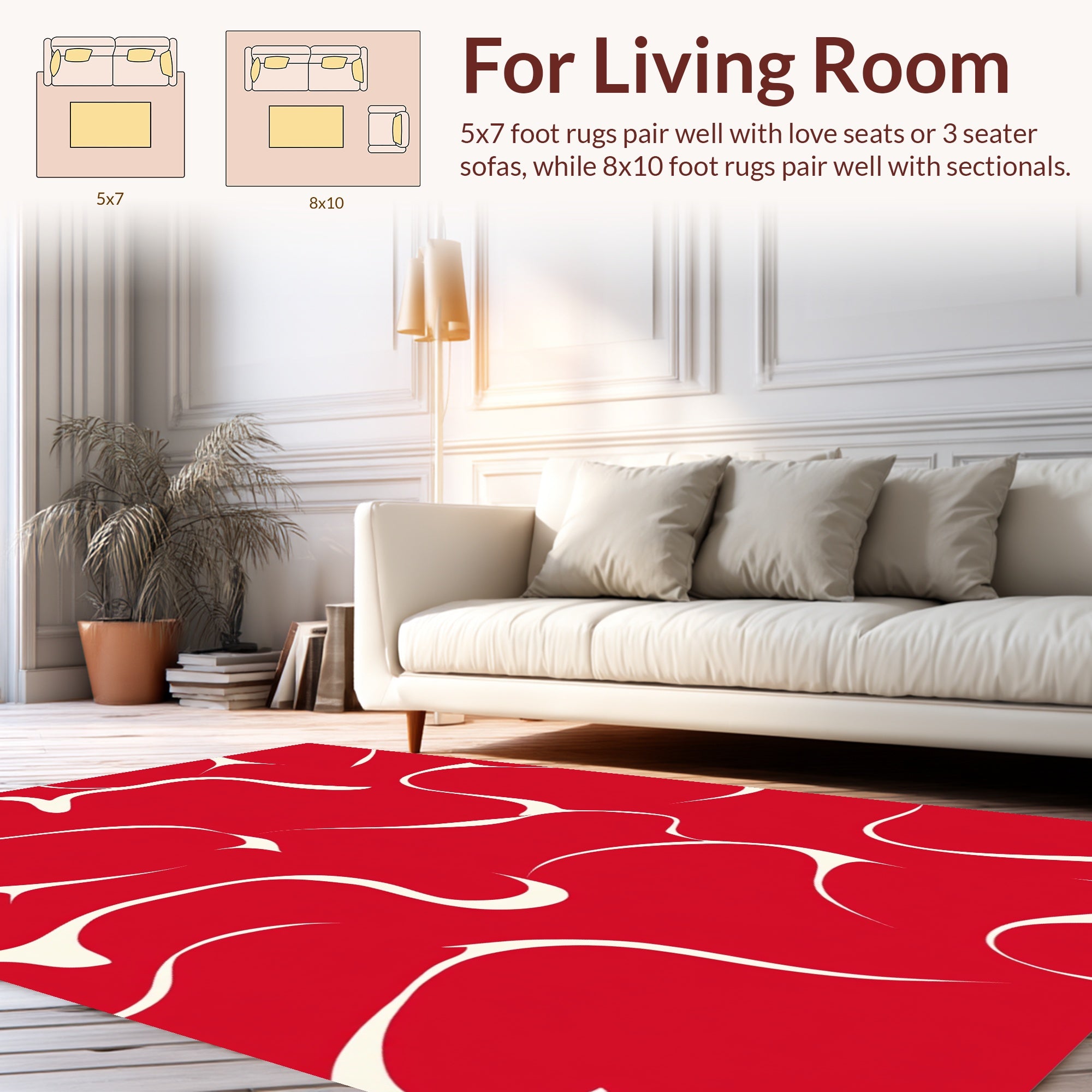 Organic Swirl Red And Cream Abstract Pattern Rug