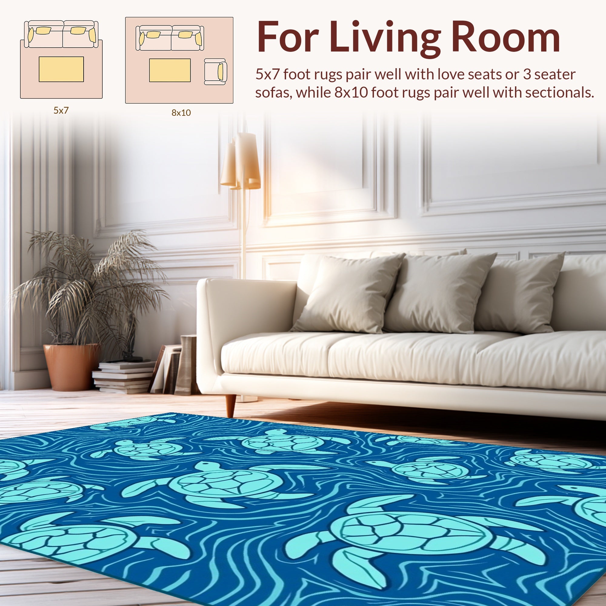 Oceanic Sea Turtle Pattern Design Rug