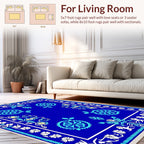 Vibrant Blue Floral Medallion Pattern Rug