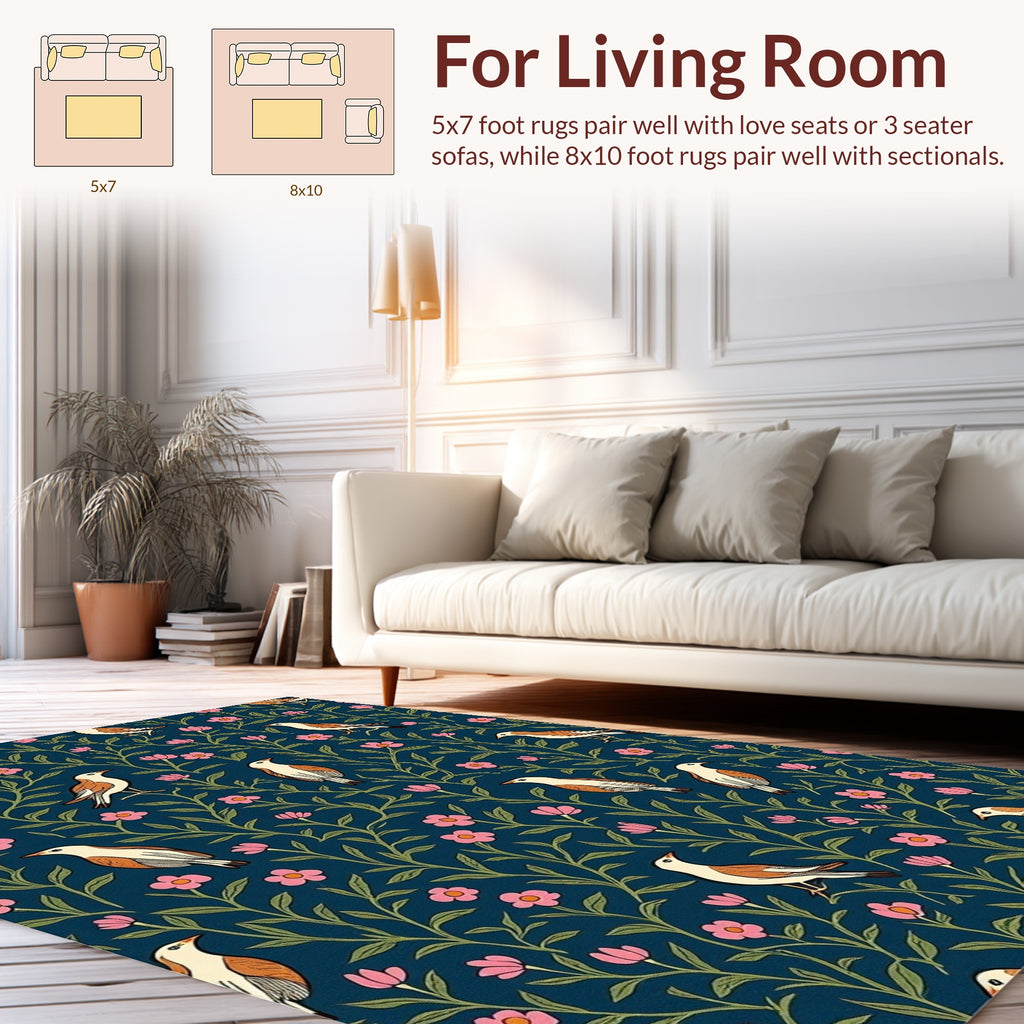 Birds and Blossoms Patterned Rug