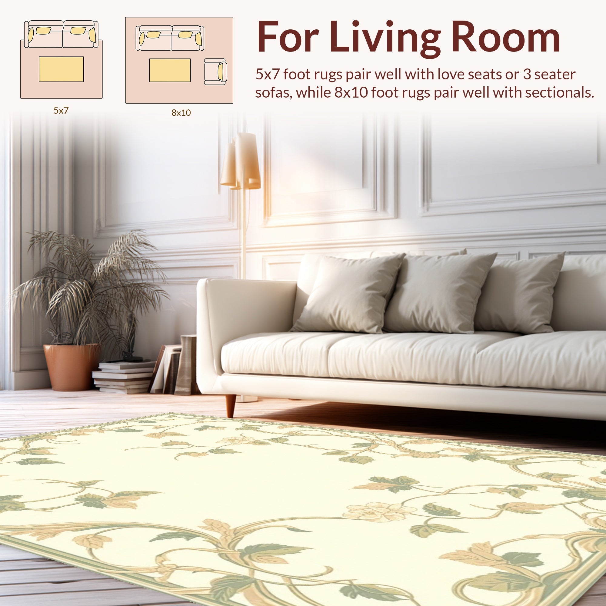 Art Nouveau Floral Vine Border Rug