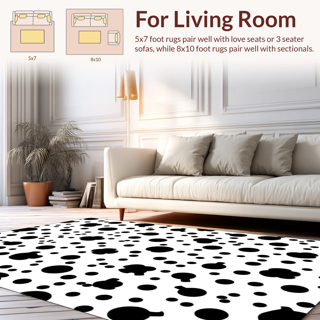 Simple Black White Spot Pattern Rug