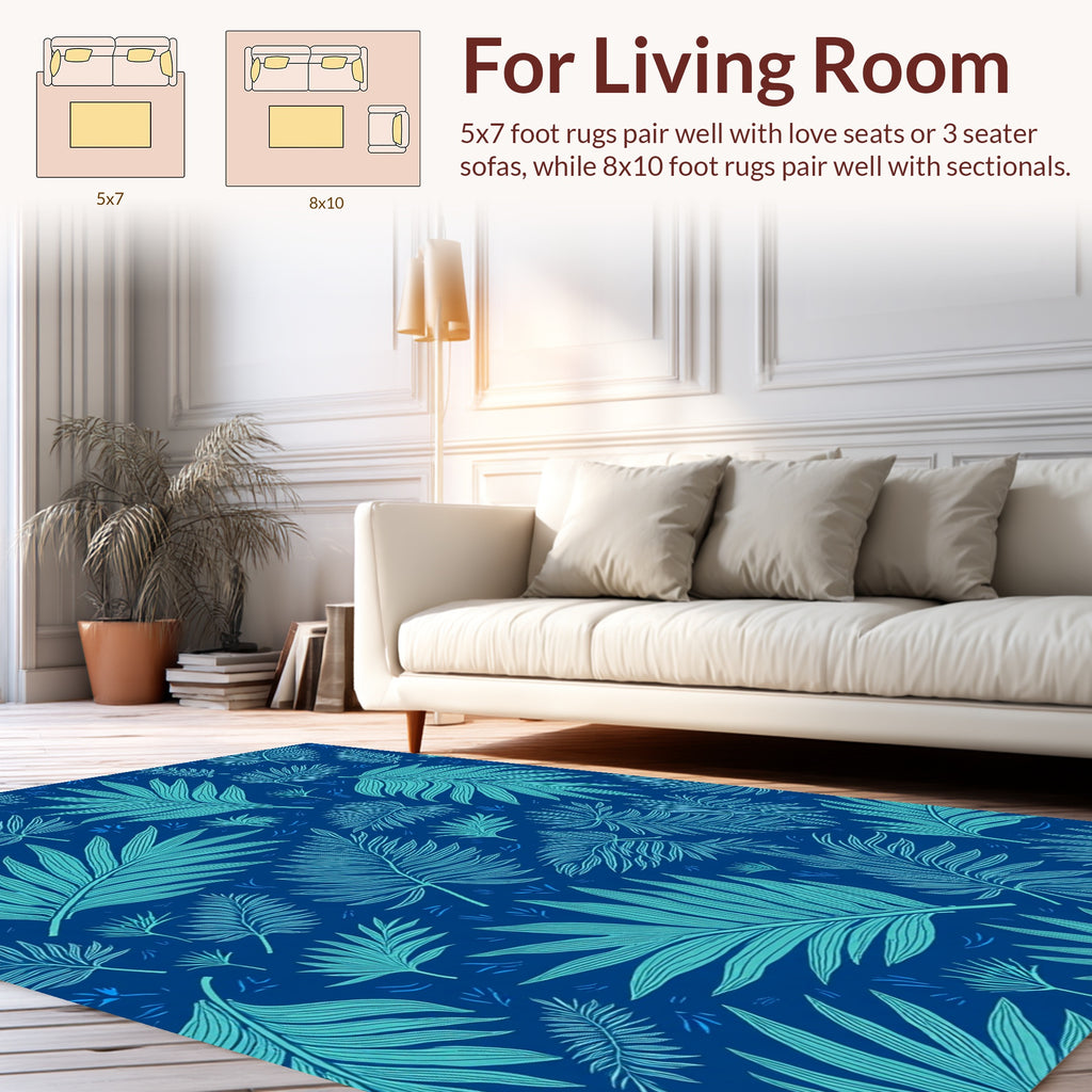 Tropical Leaf Pattern Abstract Design Rug