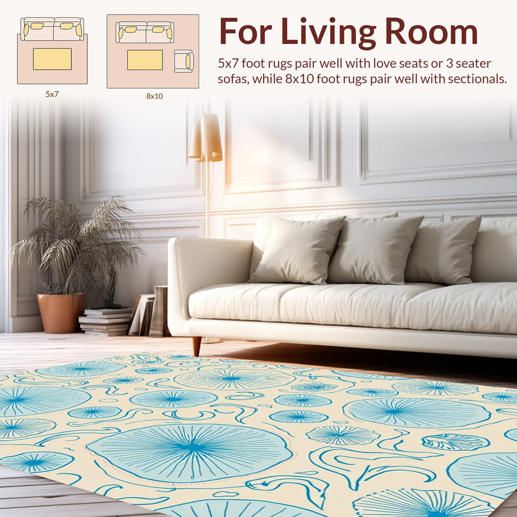 Oceanic Floral Pattern Design Rug