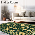 Elegant Gold Floral Vines Rug