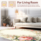 Pink Floral Rococo Patterned Rug