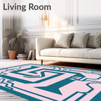 Teal Circuit Board Pattern Rug