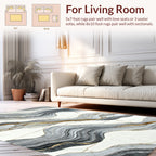 Abstract White Grey Gold Waves Rug