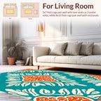 Teal Orange Floral Medallion Pattern Rug