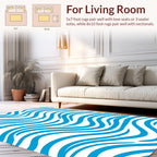 Vibrant Blue And White Wavy Lines Rug