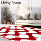 Crimson Red Zigzag Oval Arrangement Rug