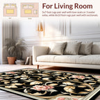 Black Floral Vine Scroll Patterned Rug