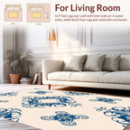 Classic Blue Damask Floral Pattern Rug