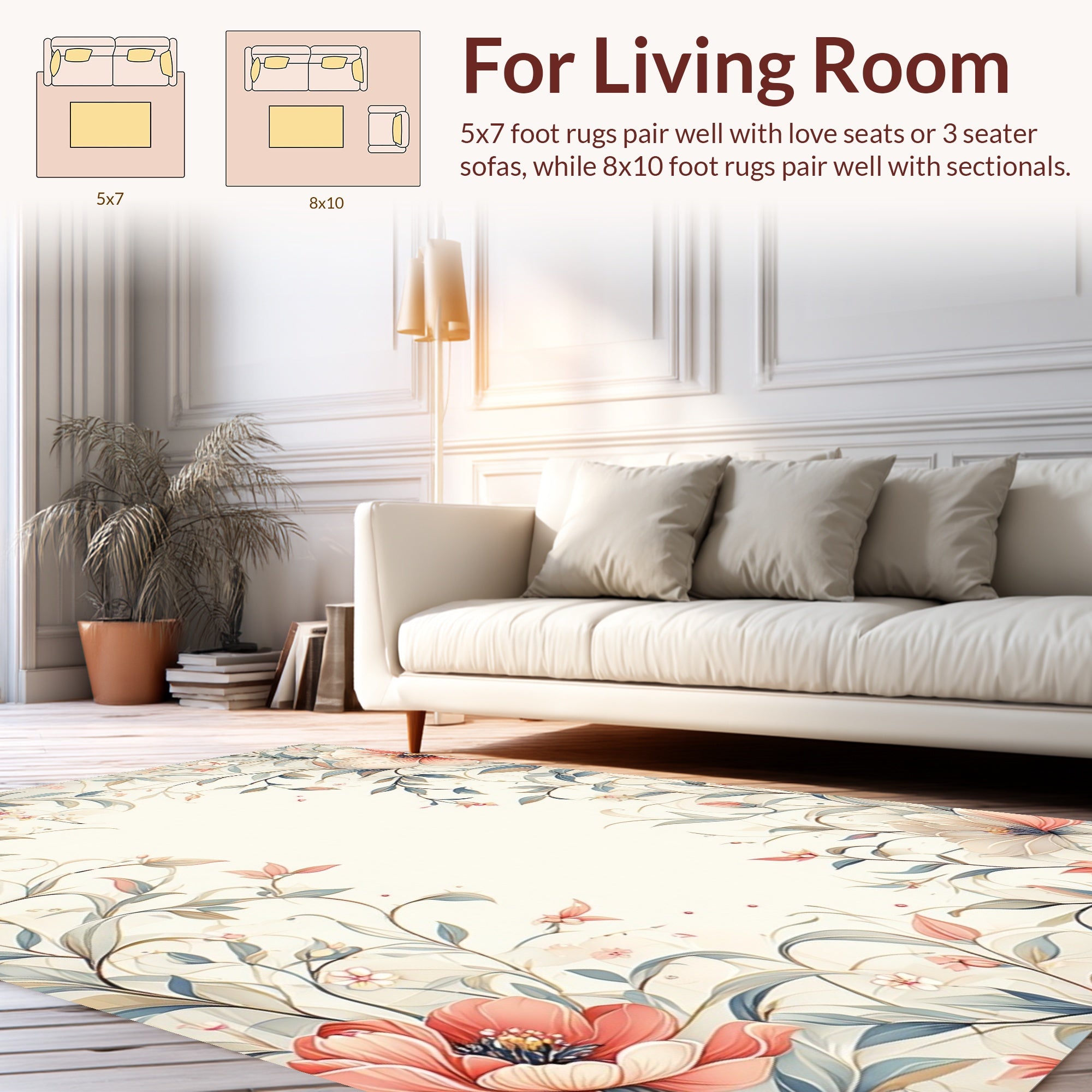 Soft Floral Botanical Garden Design Rug